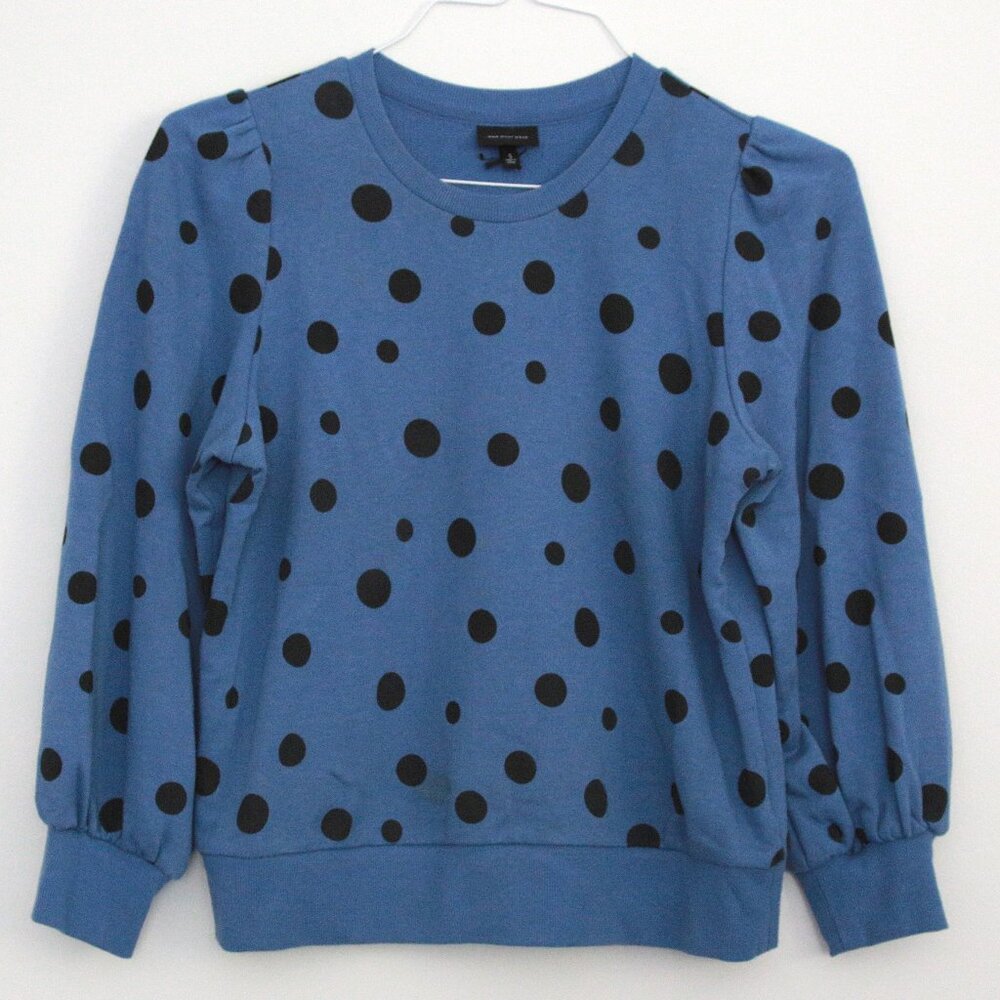 Who What Wear Blue and Black Polka Dot Sweater